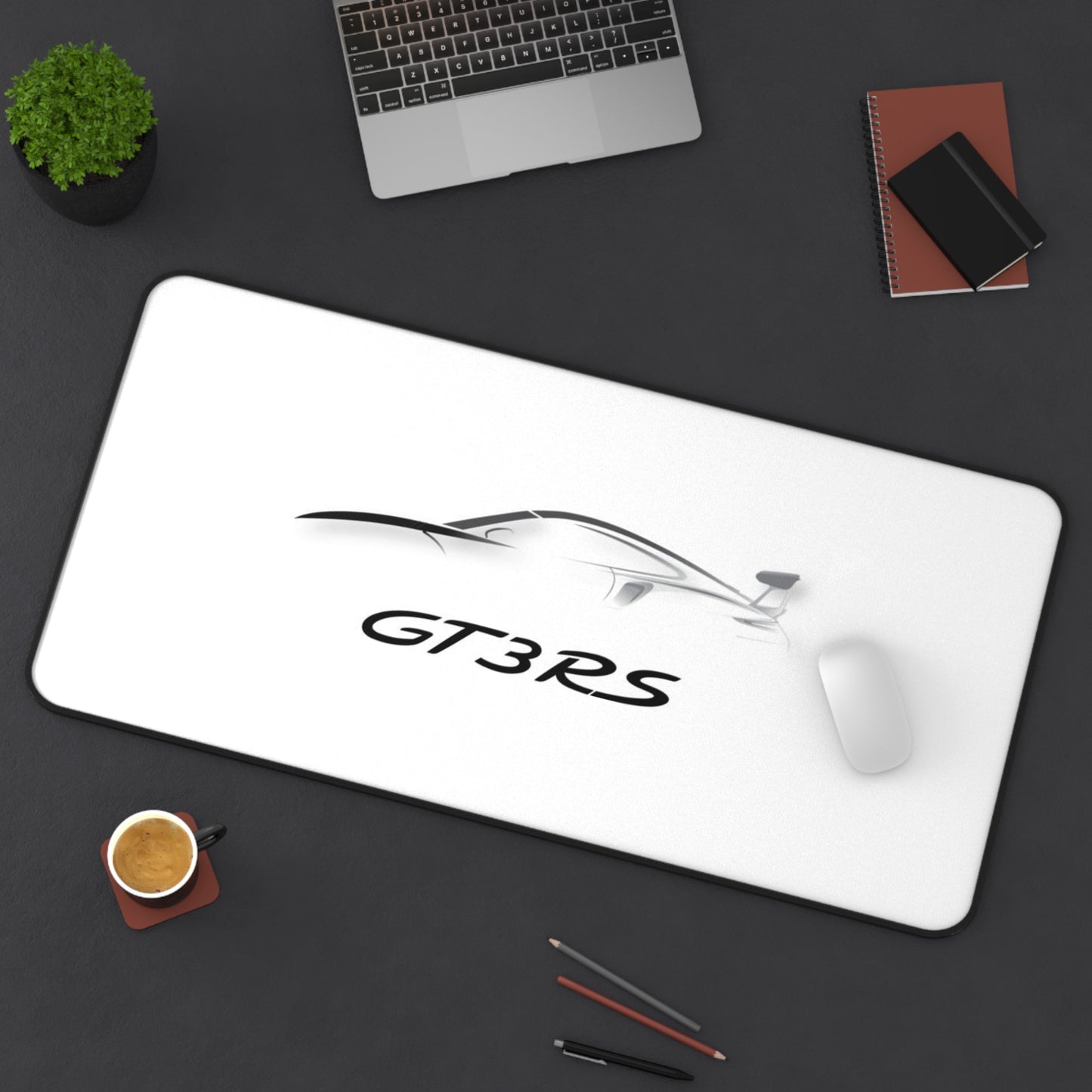 Porsche GT3RS race car outline Desk Mat | minimalist automotive mousepad