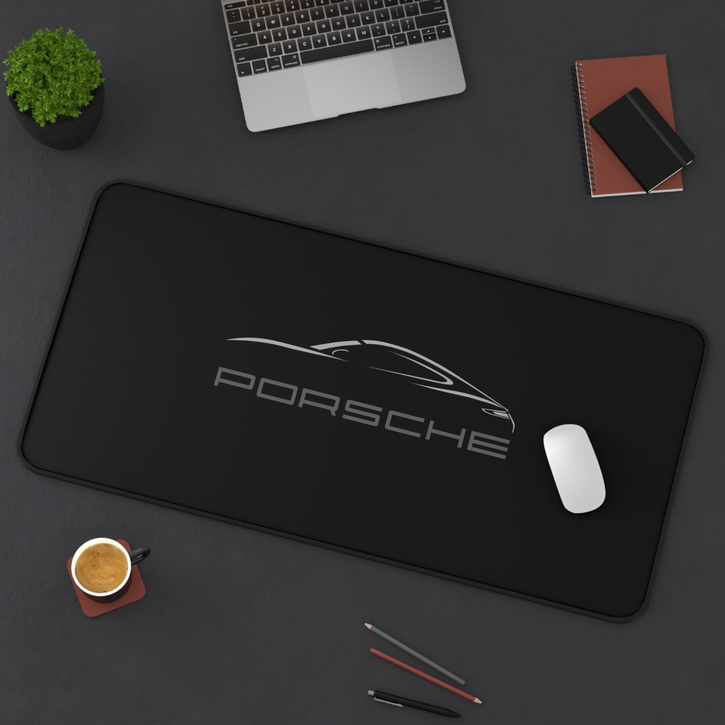 Porsche Black Mousepad Desk Mat | Racing Logo Mouse Pad
