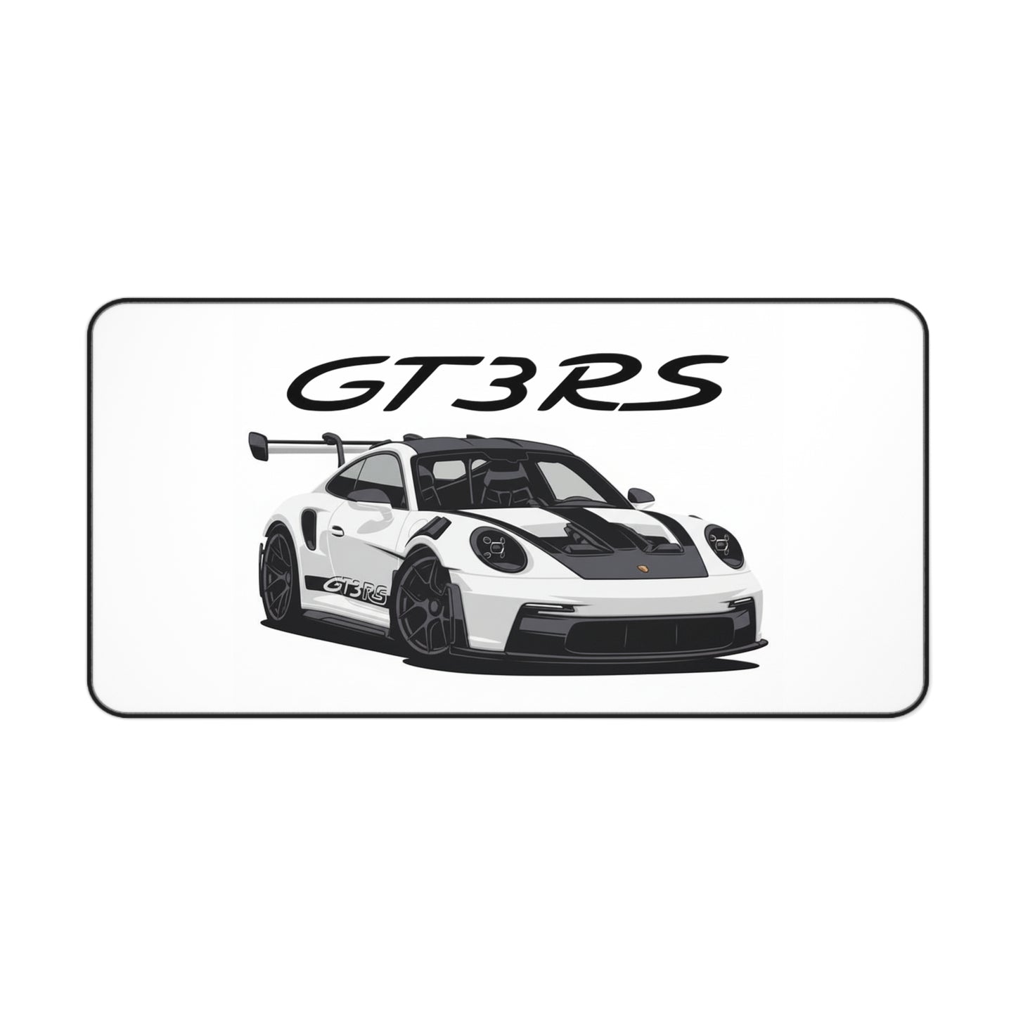 White Porsche GT3RS Desk Mat | Racing Car Mousepad
