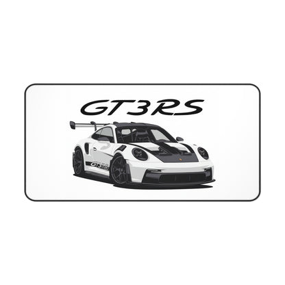 White Porsche GT3RS Desk Mat | Racing Car Mousepad