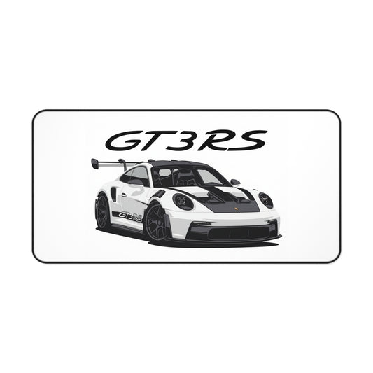 White Porsche GT3RS Desk Mat | Racing Car Mousepad
