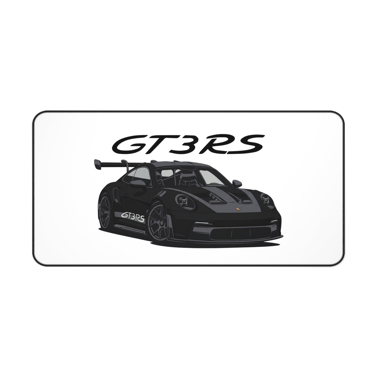 Black Porsche GT3 RS Illustration Desk Mat | Racing Car Mouse Pad