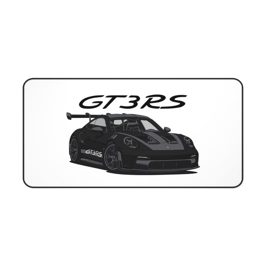 Black Porsche GT3 RS Illustration Desk Mat | Racing Car Mouse Pad