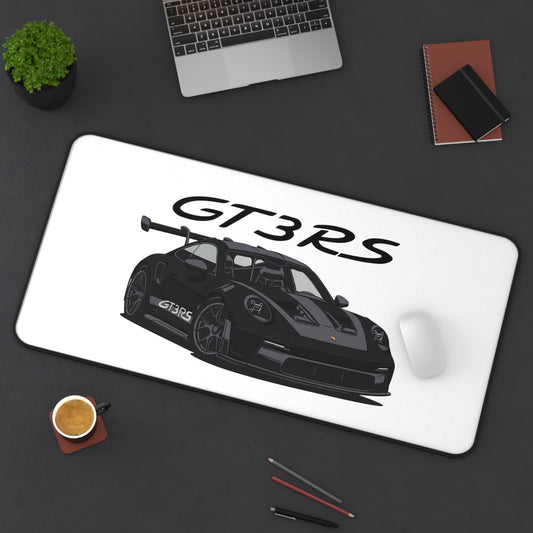 Black Porsche GT3 RS Illustration Desk Mat | Racing Car Mouse Pad